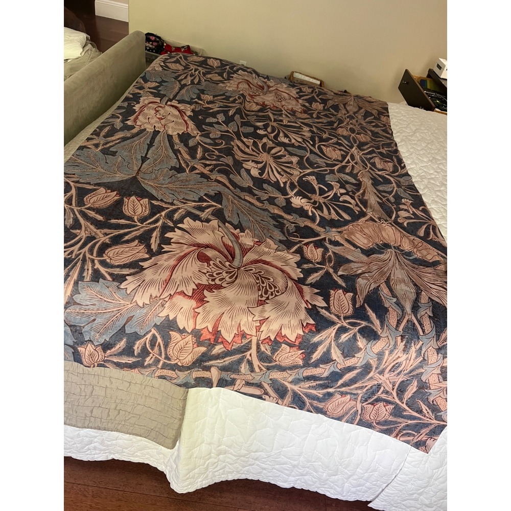 William Morris Honeysuckle Floral Print Drapes (2) 80 x 50